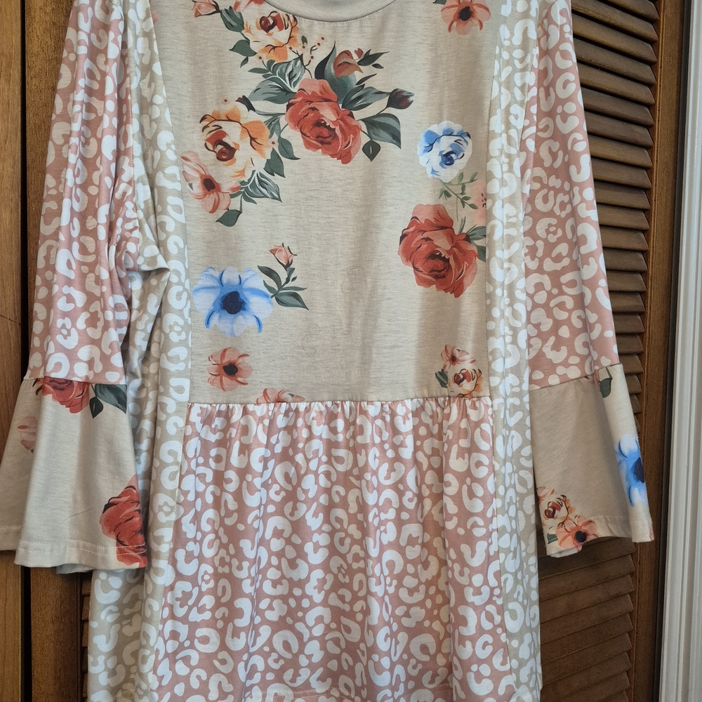 Womens Top with Animal Print Accents